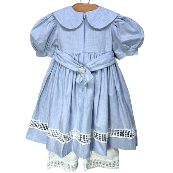 VTG 90’s Three Blind Mice Blue & White Short Sleeve Dress & Bloomers 24 months - Picture 2 of 13